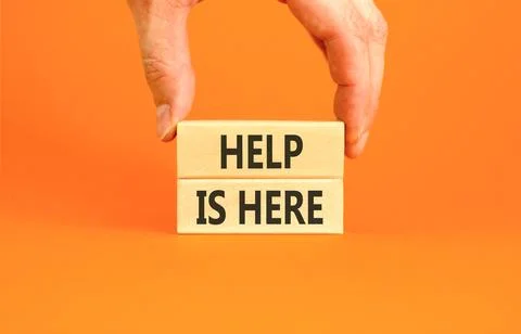 Help is here and support words symbol. Concept words Help is here on beauti.. Stock Photos