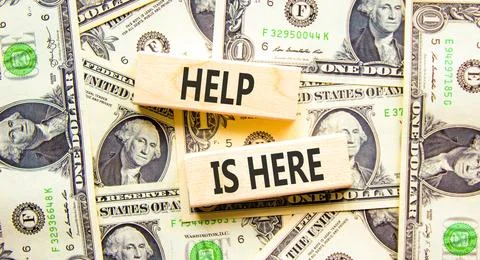 Help is here and support words symbol. Concept words Help is here on beauti.. Stock Photos