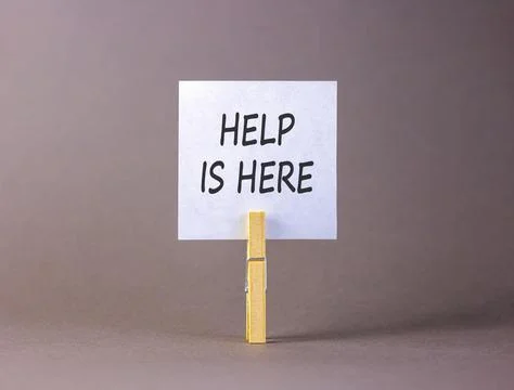 Help is here and support words symbol. Concept words Help is here on beauti.. Stock Photos