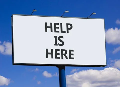 Help is here and support words symbol. Concept words Help is here on beauti.. Stock Photos