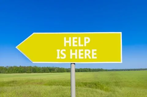 Help is here and support words symbol. Concept words Help is here on beauti.. Stock Photos