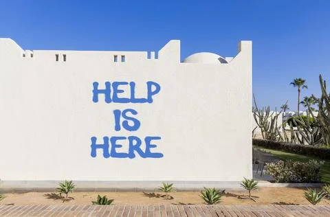 Help is here and support words symbol. Concept words Help is here on beauti.. Stock Photos