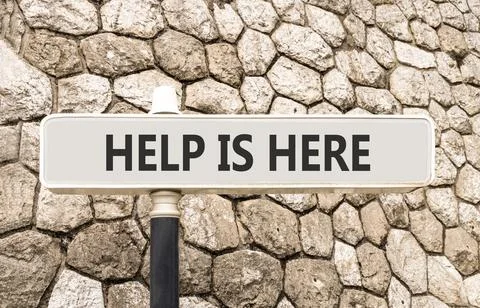 Help is here and support words symbol. Concept words Help is here on beauti.. Stock Photos