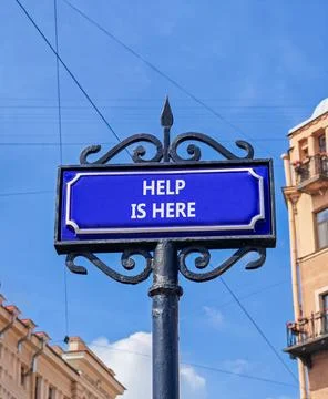 Help is here and support words symbol. Concept words Help is here on beauti.. Stock Photos