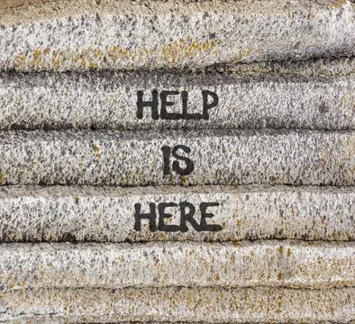 Help is here and support words symbol. Concept words Help is here on beauti.. Stock Photos