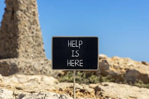 Help is here and support words symbol. Concept words Help is here on beauti.. Stock Photos