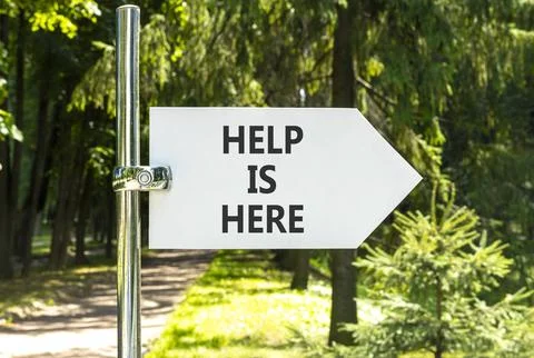 Help is here and support words symbol. Concept words Help is here on beauti.. Stock Photos
