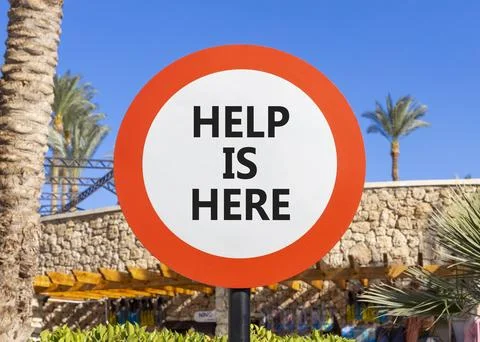 Help is here and support words symbol. Concept words Help is here on beauti.. Stock Photos