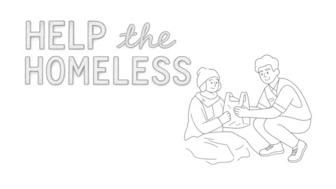 Help the Homeless text animation video on white background Stock Footage 344250593