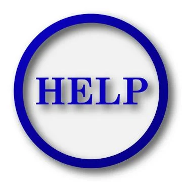 Help icon. Blue internet button on white background.. Stock Illustration