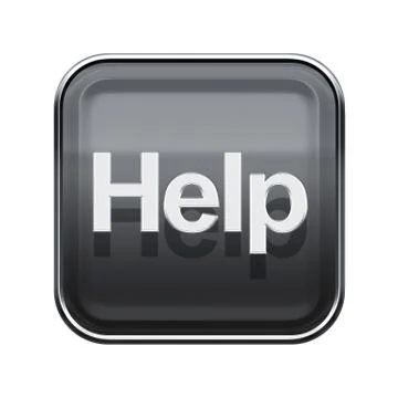 Help icon glossy grey, isolated on white background Illustration