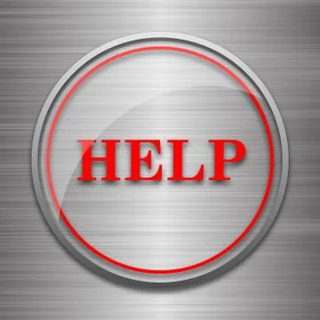 Help icon. Internet button on metallic background.. Illustrazione stock