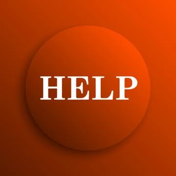 Help icon. Internet button on orange background. Stock Illustration