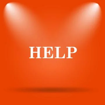 Help icon. Internet button on orange background.. Stock Illustration