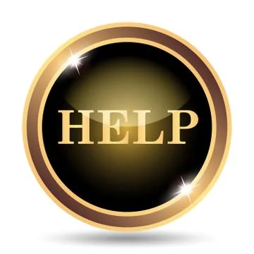 Help icon. Internet button on white background.. Illustrazione stock