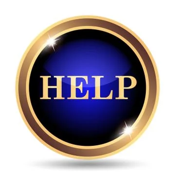 Help icon. Internet button on white background.. Illustrazione stock