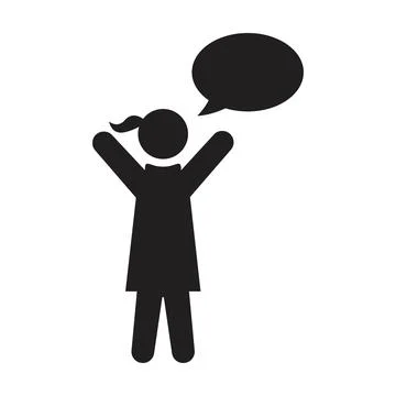 Help icon vector female person profile avatar with speech bubble symbol Stock Illustration
