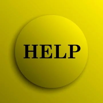 Help icon. Yellow internet button.. Stock Illustration