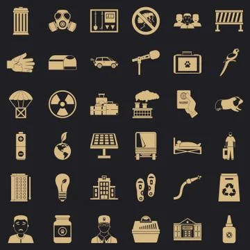 Help icons set, simple style Stock Illustration