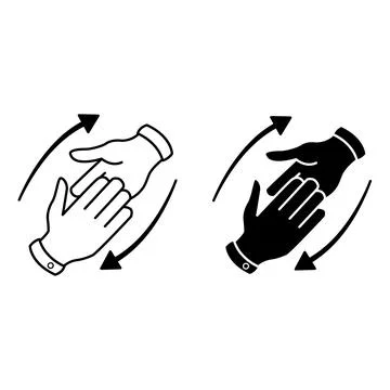 Help icons. Vector Illustration of Two Outstretched Helping Hands. Teamwork.. Stock Illustration