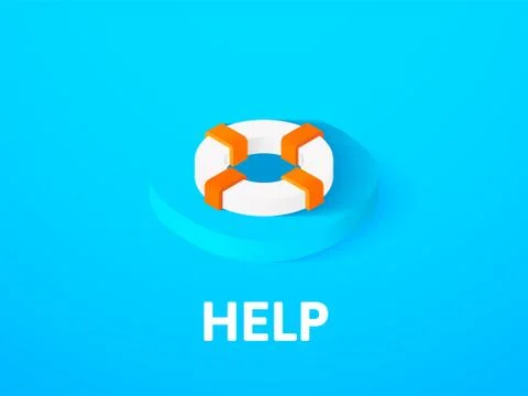 Help isometric icon, isolated on color background Illustrazione stock