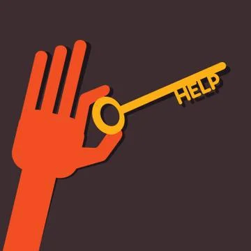 Help key in hand stock vector Stock Illustration