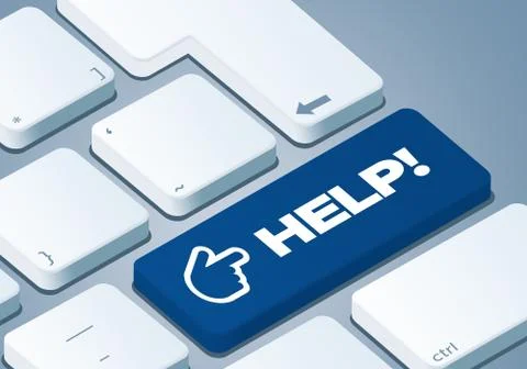 Help Key - Keyboard with 3D Concept illustration Stock Illustration