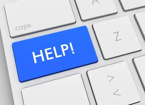 Help keyboard concept  3d illustration Illustrazione stock