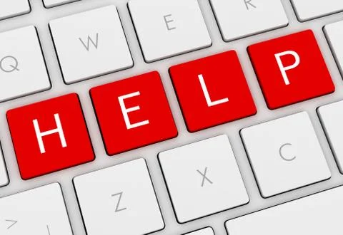 Help keyboard concept  3d illustration Stock Illustration