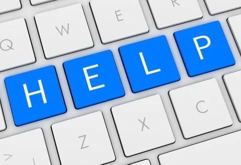 Help keyboard concept 3d illustration Stock Illustration