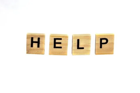 Help, letters with a white background Stock Photos