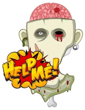 Help me text design with creepy zombie Stock Illustration