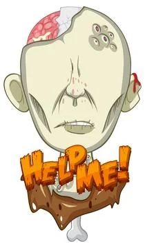 Help me text design with creepy zombie Stock Illustration