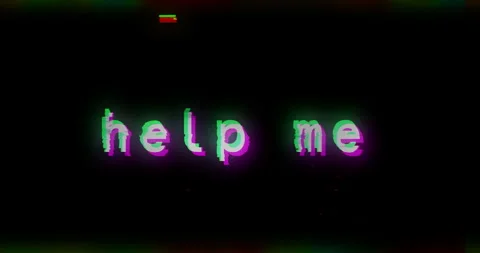 Help me text glitch on display screen Stock Footage 333582167