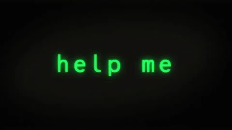 Help me text typing on display screen Stock Footage 333582409