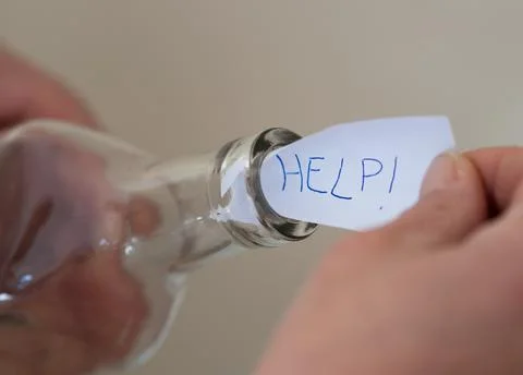 Help message in a bottle 写真素材