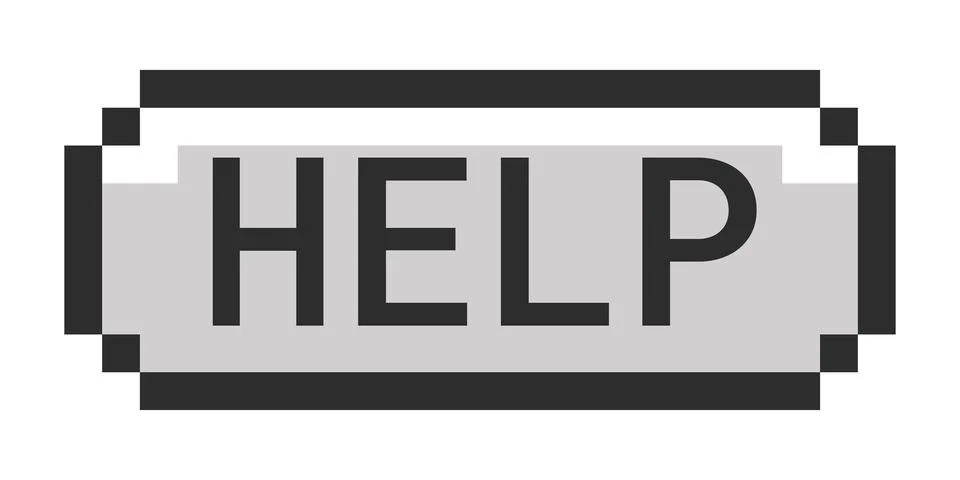 Help monochrome pixel art button イラスト素材