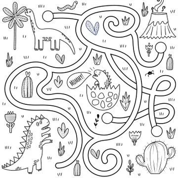 Help the mother dinosaur find the path to her baby dino Stock-Illustration