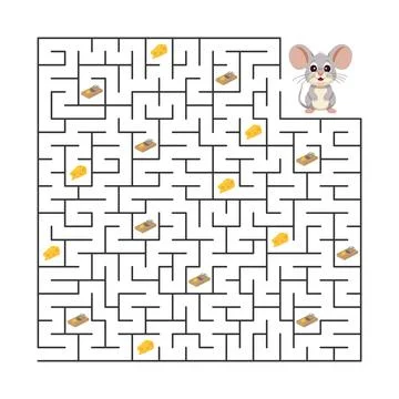 Help the mouse collect cheese and find a way out of the maze Stock Illustration
