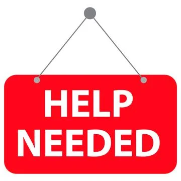 Help needed hanging banner on white background. we need your help sign. fla.. Stock Illustration