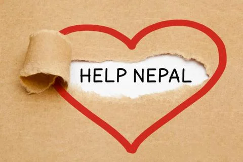 Help Nepal Torn Paper Stock Photos
