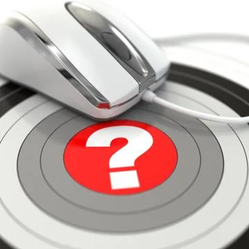 Help online. question in center of  target and mouse. Illustrazione stock