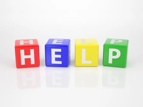 Help out of multicolored letter dices Stock Illustration