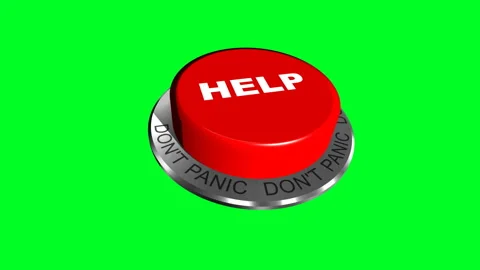 Help Panic Button With Ring Reading Dont Panic On Green Screen Stock Footage 328613497