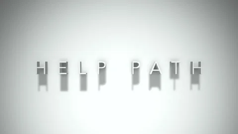 Help path 3D title animation with shadows on a white background Stock Footage 297666695
