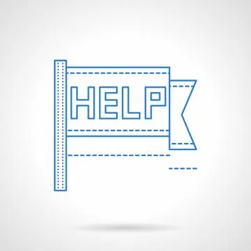 Help pennon blue flat line vector icon Stock Illustration