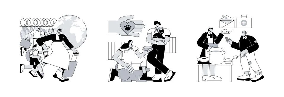 Help people abstract concept vector illustrations. Stock Illustration