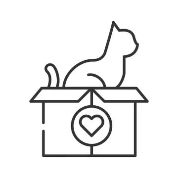 Help pet line black icon. Animal protection sign. Giving care vector pictogra Stock Illustration