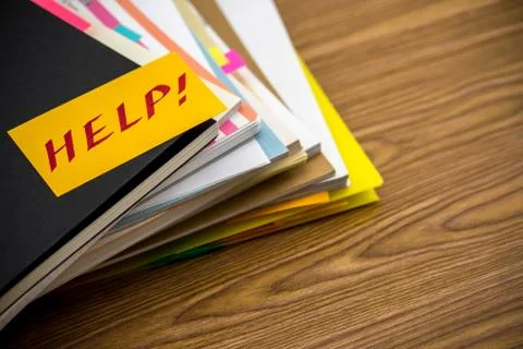 Help; The Pile of Business Documents on the Desk Stock Photos