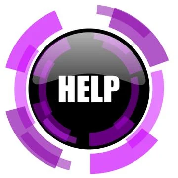 Help pink violet modern design vector web and smartphone icon. Round button i Stock Illustration